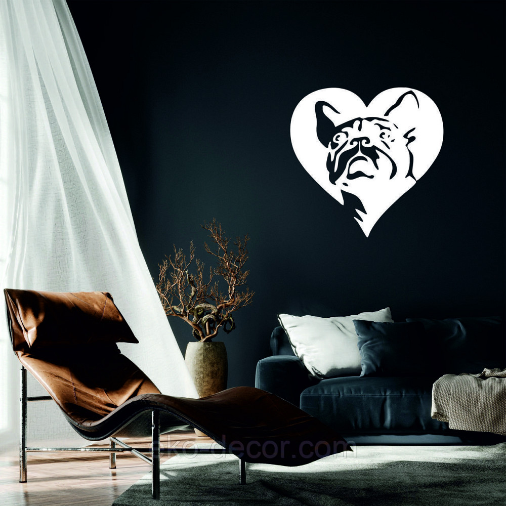 Декоративне настінне Панно «Французький  бульдог», Декор на стіну 70*54 см, Білий Київ - фото 1