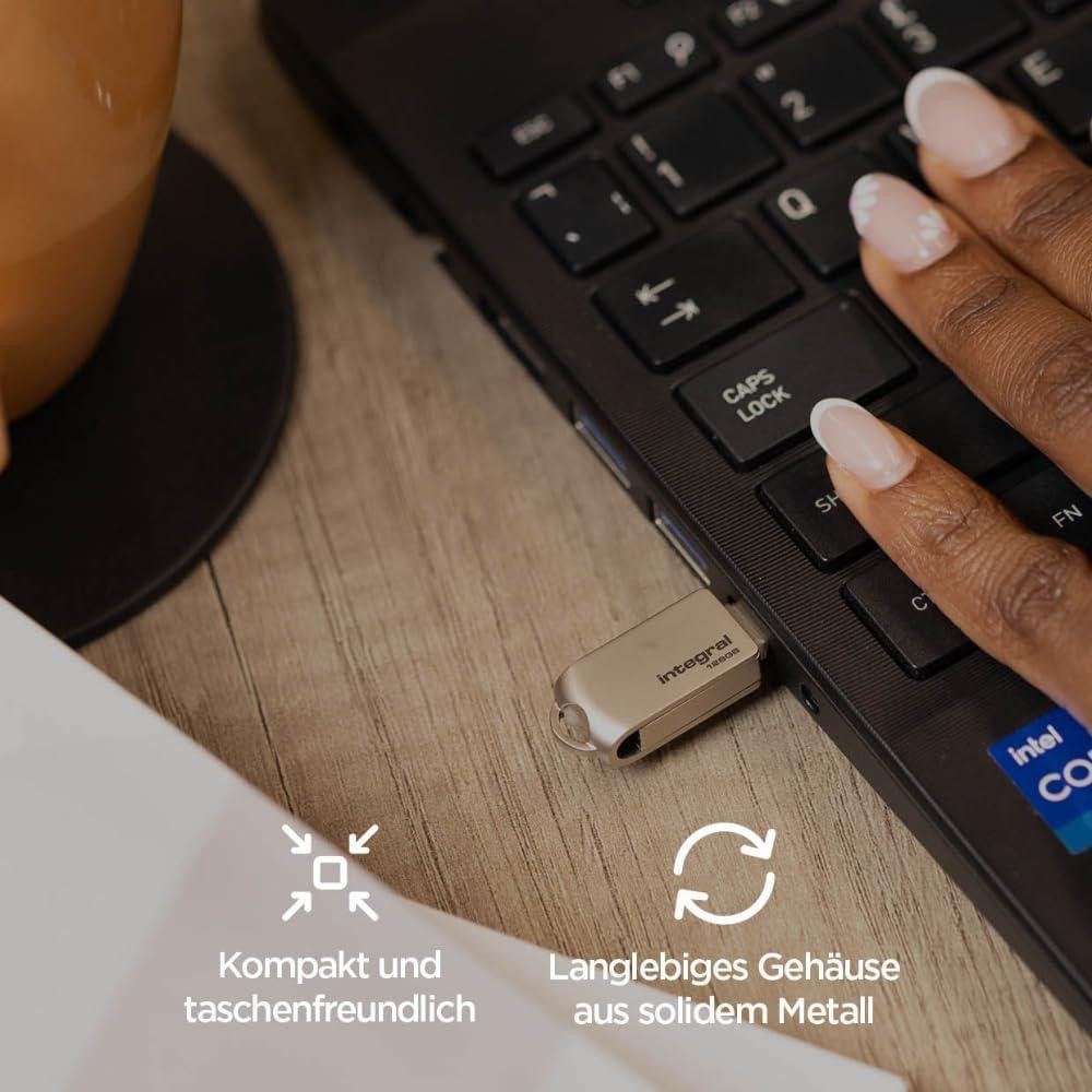 Флешка Integral 360-Dual 256GB сірий USB 3.2 Gen1 Type-A/Type-C металевий 5Gbps OTG для ноутбука смартфона iPhone iPad Київ - фото 6