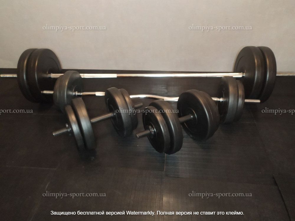 Штанга наборная + W-образный гриф + Гантели 91 кг Гантели, гири, штанги и диски ударопрочный пластик Киев - изображение 8