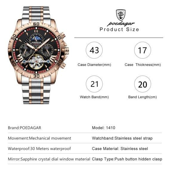 Мужские механические часы Poedagar Mechanical Киев - изображение 7