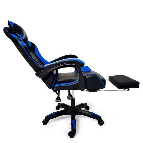 Геймерское кресло Primaveo с эргономичными подушками и выдвижной подставкой для ног, Черный/Синий Киев