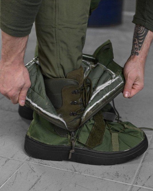 Зимние водонепроницаемые бахилы олива гамаши армейские 41 - 46 размер на берцы Одесса - изображение 12