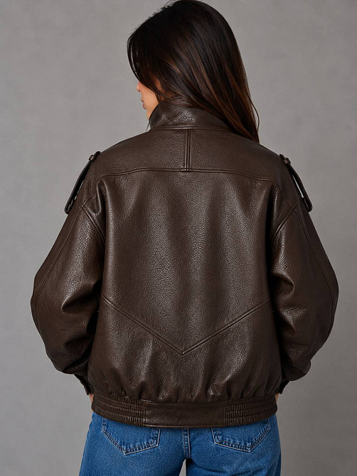 Куртка женская Lady Yep 30581 из экокожи косуха оверсайз коричневая, коричневый, S Киев - изображение 4