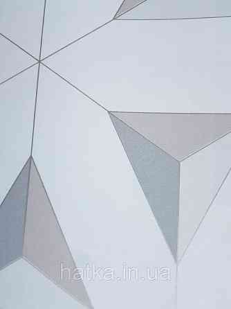 Шпалери флізелінові Decoprint Elisir EL21070 геометричні фігури 3д сірі коричневі на блакитному тлі Київ