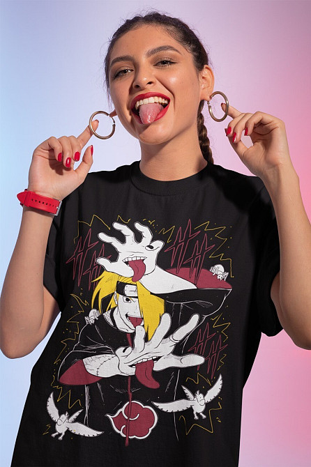 Футболка для хлопчика з аніме принтом Наруто оверсайз (зріст від 165 до 180) Чорний AnimeJ0131m Дніпро - фото 3