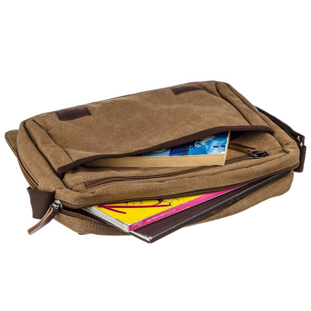 Текстильная сумка для ноутбука 13 дюймов через плечо Коричневая (Vintage) Киев - изображение 4