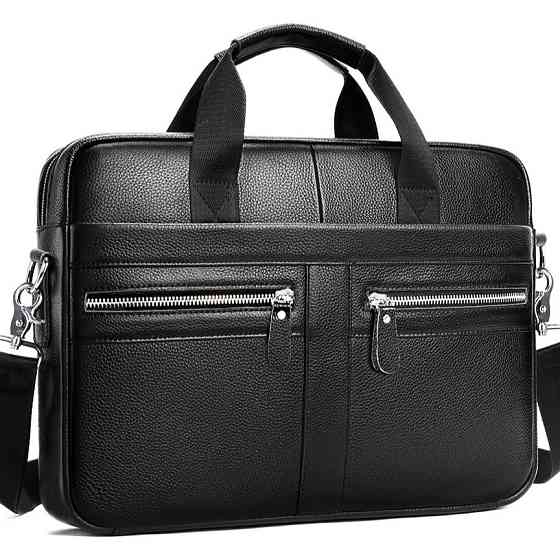 Шкіряна чоловіча сумка для ноутбука та документів чорна Tiding Bag MK 3128 Кам'янське