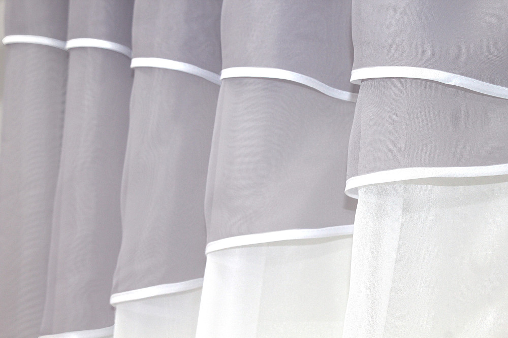 Кухонные шторы VR-Textil № 091к с ламбрекеном и подвязками серый с белым 280х170 см (52-0321) Киев - изображение 4