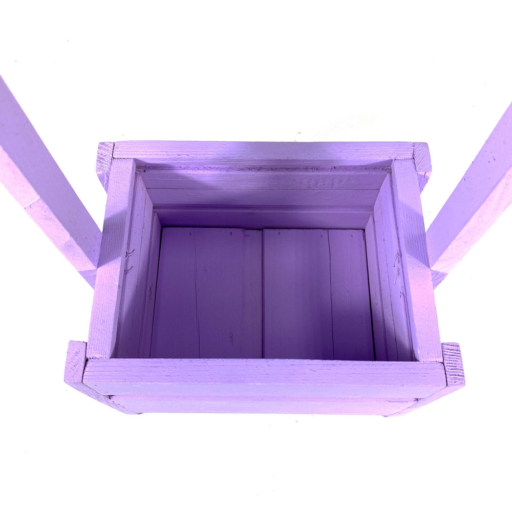 Ящик садовий декоративний для квітів або для зберігання речей з натурального дерева 20х14,5х38 см Фіолетовий Кам'янець-Подільський - фото 3