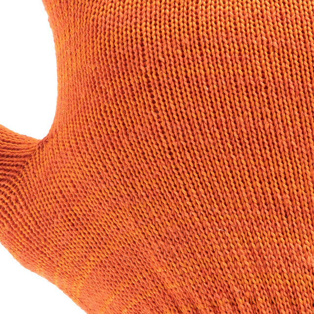 Рукавичка трикотажна з платіровкою, сині ПВХ крапки, 60% бавовна / 40% поліестер, 10