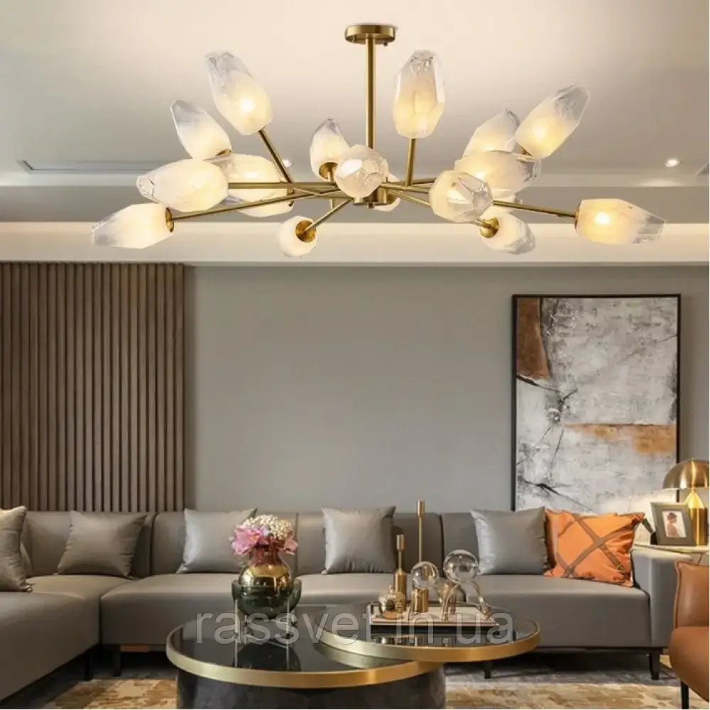 Світлодіодна люстра Сучасна 8616 (Золотиста) на 12 плафонів Київ - фото 4