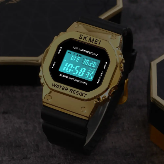 Чоловічий наручний спортивний годинник Skmei 1851 Золотистий Київ