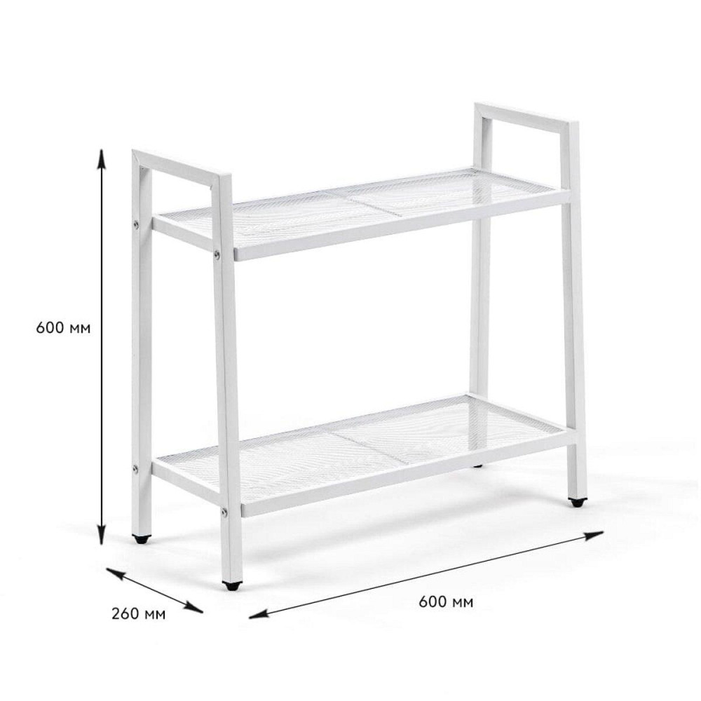 Двоярусний металевий стелаж білого кольору Київ - фото 3