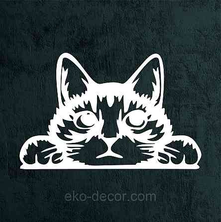 Декоративное настенное 3D Панно «Кот» Декор на стену с объемом (цена за 1 шт) 20*30 см, Белый Киев