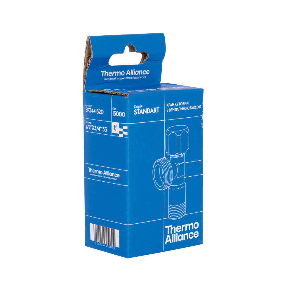 Кран кутовий Thermo Alliance Standart (ручка шестигранник) з вент.буксою 1/2"Н х 3/4"Н SF3441520 Київ - фото 16