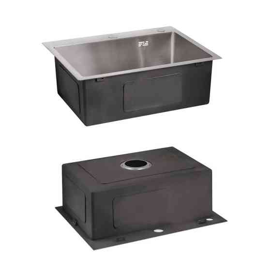 Комплект Lidz Handmade H6050 Мойка для кухни интегрированная Brushed в комплекте с дозатором + Lidz K01G Киев