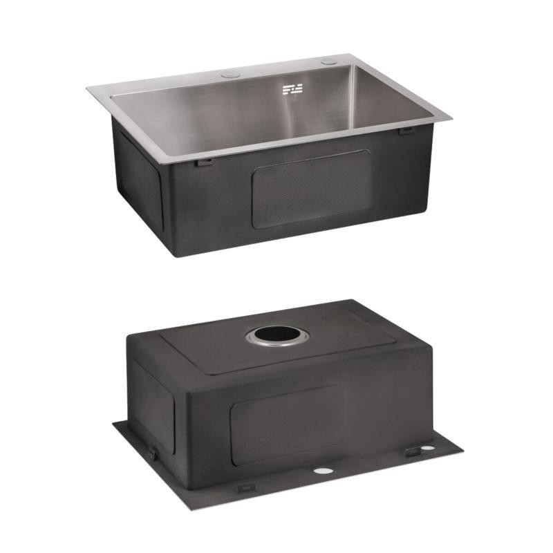 Комплект Lidz Handmade H6050 Мойка для кухни интегрированная Brushed в комплекте с дозатором + Lidz K01G Киев - изображение 4