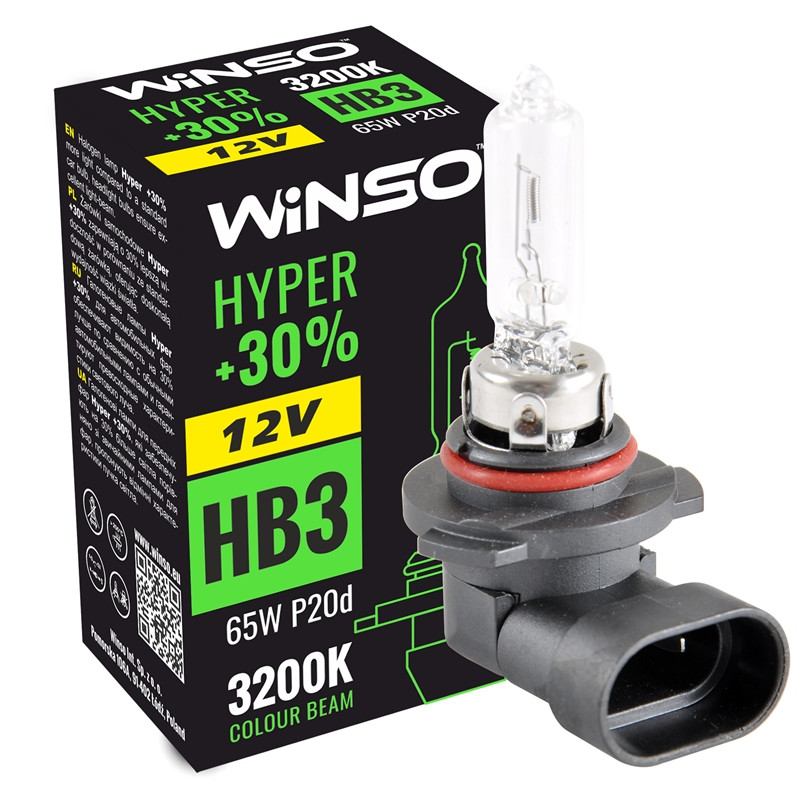 Галогенова лампа Winso HB3 12V 65W P20d HYPER +30% Львів - фото 1