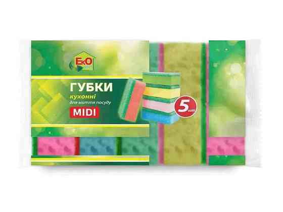 Губка для миття посуду MIDI 5шт ТМ EkO plus   Solmir Київ