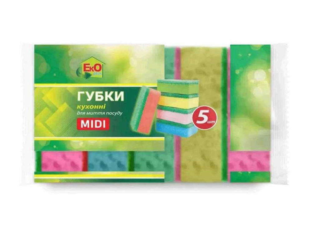 Губка для миття посуду MIDI 5шт ТМ EkO plus   Solmir Київ - фото 2