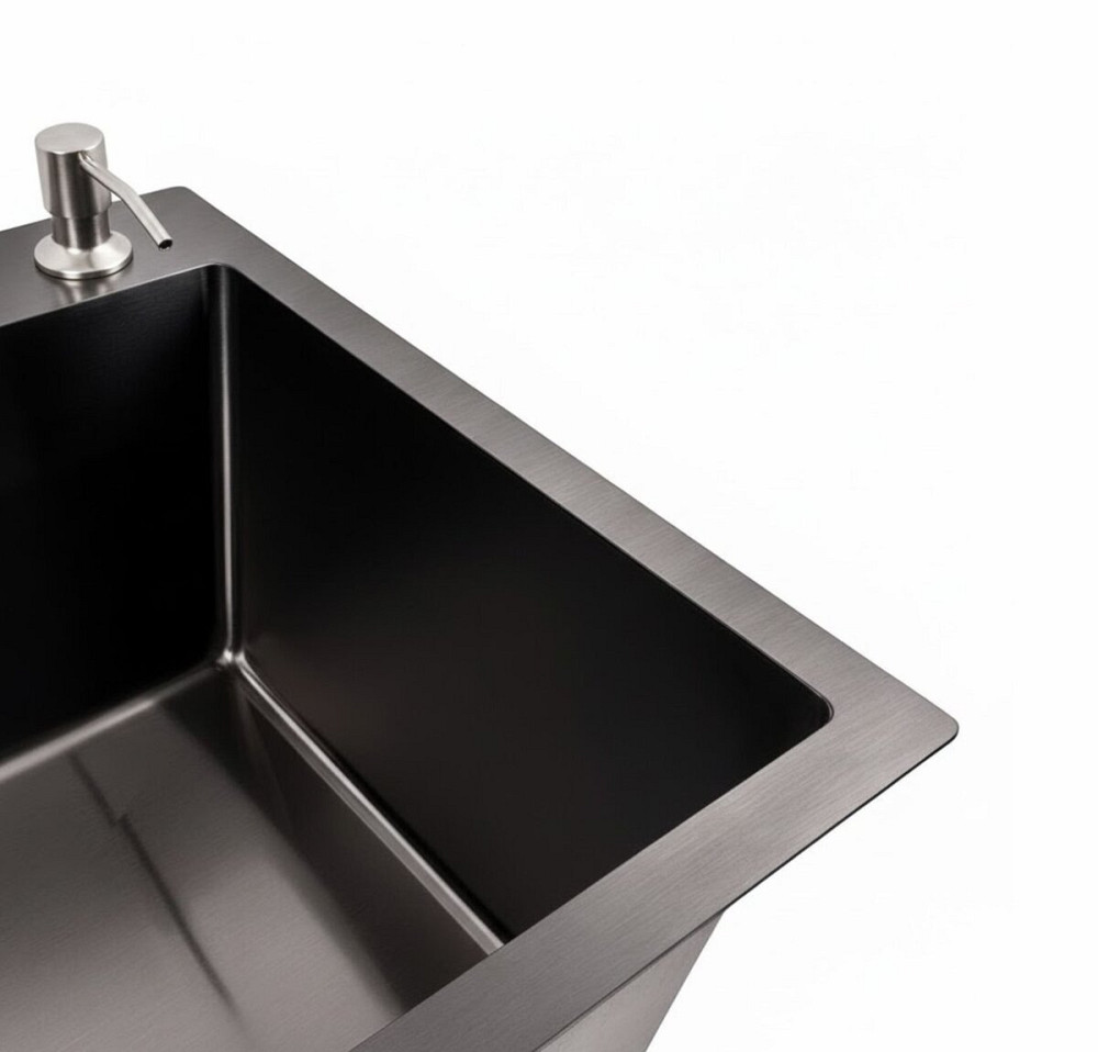 VALESO Кухонна мийка 58*43 PVD чорна VALESO Handmade (3,0/1,5) Киев - изображение 4