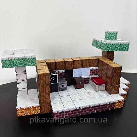 Магнітний конструктор Майнкрафт 125 магнітних блоків будиночок у снігу з фігурками Dream World LZCK 026 Хмельницький