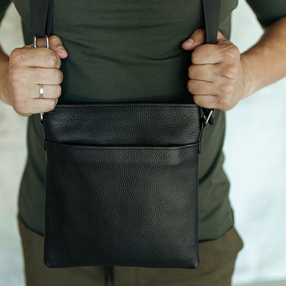 Мужская сумка через плечо кожаная мессенджер качественная, чернаяMasterSem Киев - изображение 3