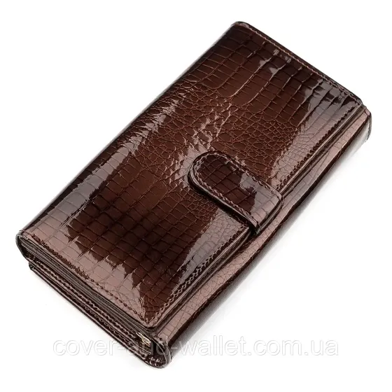 Женский лаковый кожаный кошелек золотистого цвета ST Leather S9001A Киев