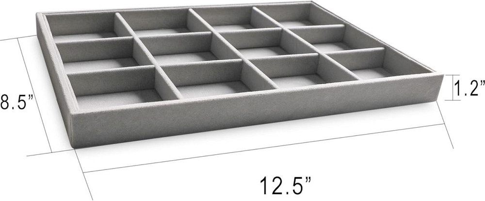 Органайзери для прикрас набір 4 шт, сірий, лотки оксамитові для каблучок, сережок, браслетів, намиста, біжутерії Київ - фото 5