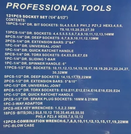 Набір інструментів BOXER 121 шт. – комбіновані ключі в ударостійкому кейсі Львів