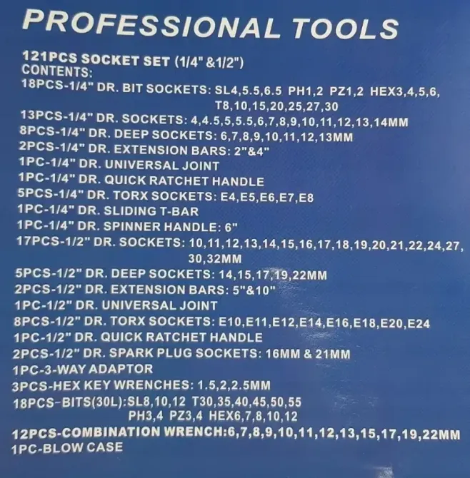 Набір інструментів BOXER 121 шт. – комбіновані ключі в ударостійкому кейсі Львів - фото 5