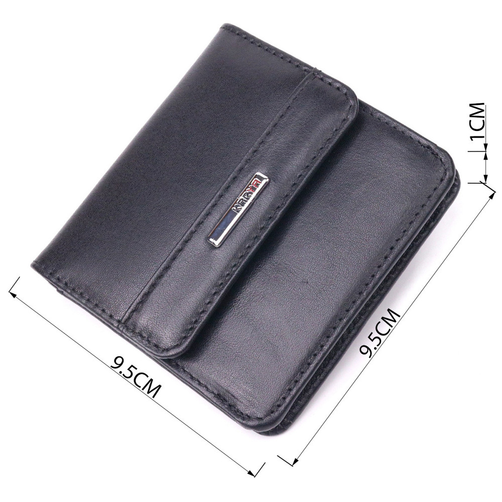 Компактний жіночий гаманець із натуральної гладкої шкіри KARYA 21432 Чорний Київ - фото 8