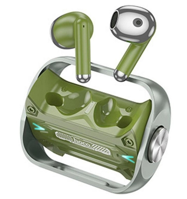 Навушники бездротові ігрові Bluetooth Hoco Trendy EW55 у кейсі, зелені Вінниця - фото 1