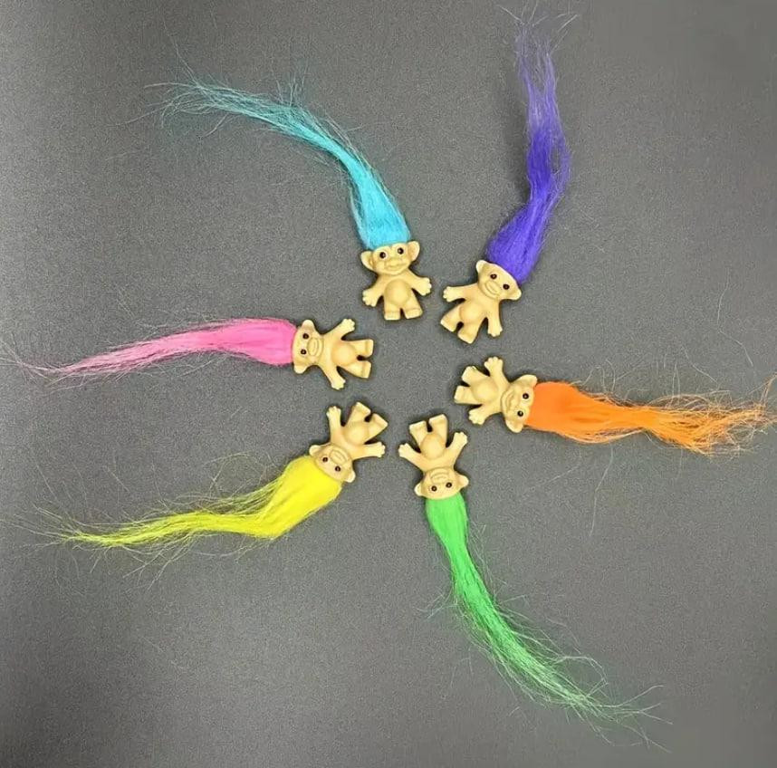 Щасливий троль з різнокольоровим волоссям | Міні-фігурка для декору, творчості, колекціонування та п Київ - фото 2