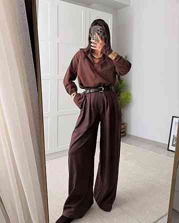 Жіночі класичні штани на високій посадці костюмка Шоколад, 42/44 Одеса