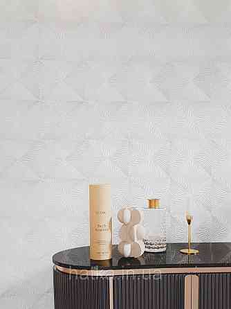 Шпалери вінілові на флізеліні Sintra Simmetria геометрія фігури ромби смуги 3д сірі золотисті 524701 Київ