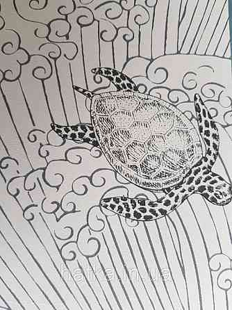 Шпалери флізелінові дитячі Caselio Our Planet морі дельфіни кити черепахи чорні на білому Київ