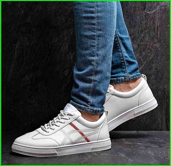 Кросівки Чоловічі Білі Шкіряні (розміри: 40,41,42) — 215-4 Дніпро