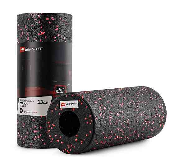 Роллер масажер (валик, ролик) гладкий Hop-Sport EPP 33см HS-P033YG чорно-червоний Киев