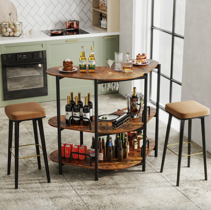 Барний стіл фуршетний Costway Wise з полицями кутовий Киев - изображение 9