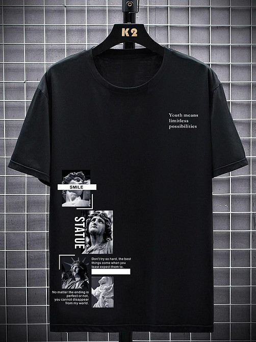 Футболка мужская с принтом  42 Черная 2664090242 Днепр - изображение 1