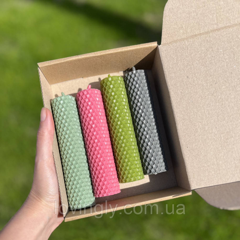 Набор цветных свечей из натуральной вощины ручной работы. Ирпень - изображение 1