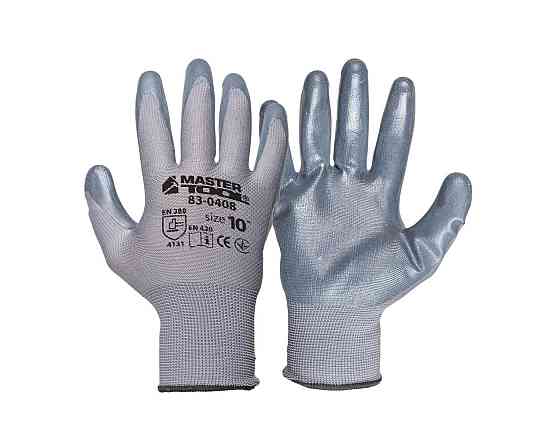 MASTERTOOL Рукавички трикотажні безшовні MASTERTOOL нітрилове покриття долоні 10" підвіс сірі 8 Коломия