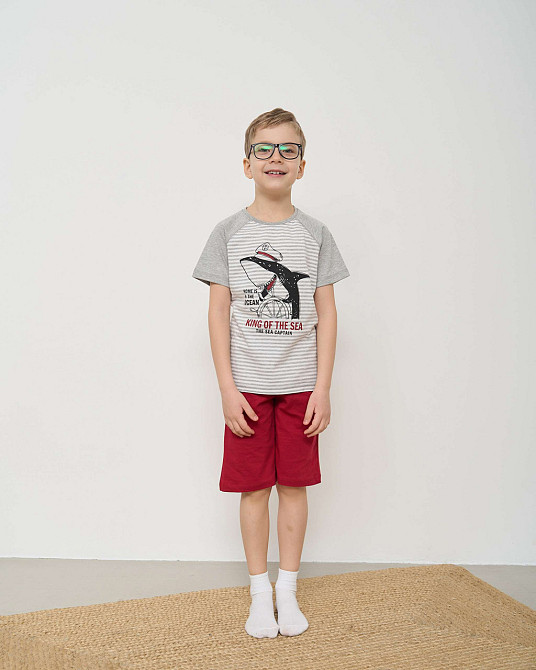 Пижама детская Комплект для мальчика с шортами - Акула за штурвалом Ozkan 31938 5-6 Киев - изображение 1