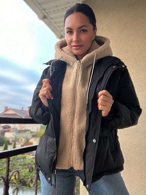 Куртка жіноча Lady Yep 8096 оверсайз з капюшоном і хутром тедді чорна, чорний, 42 Київ - фото 18