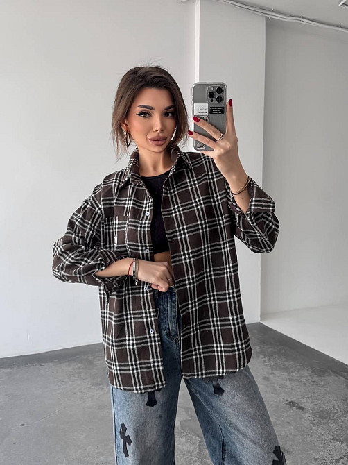 Женская рубашка в клетку (с накатом) 48-50, клетка 34 Одесса - изображение 1