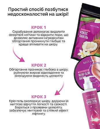 Антицеллюлитный набор для тела Скраб+Теплое обертывание+Крио гель Reclaire cosmetics Киев