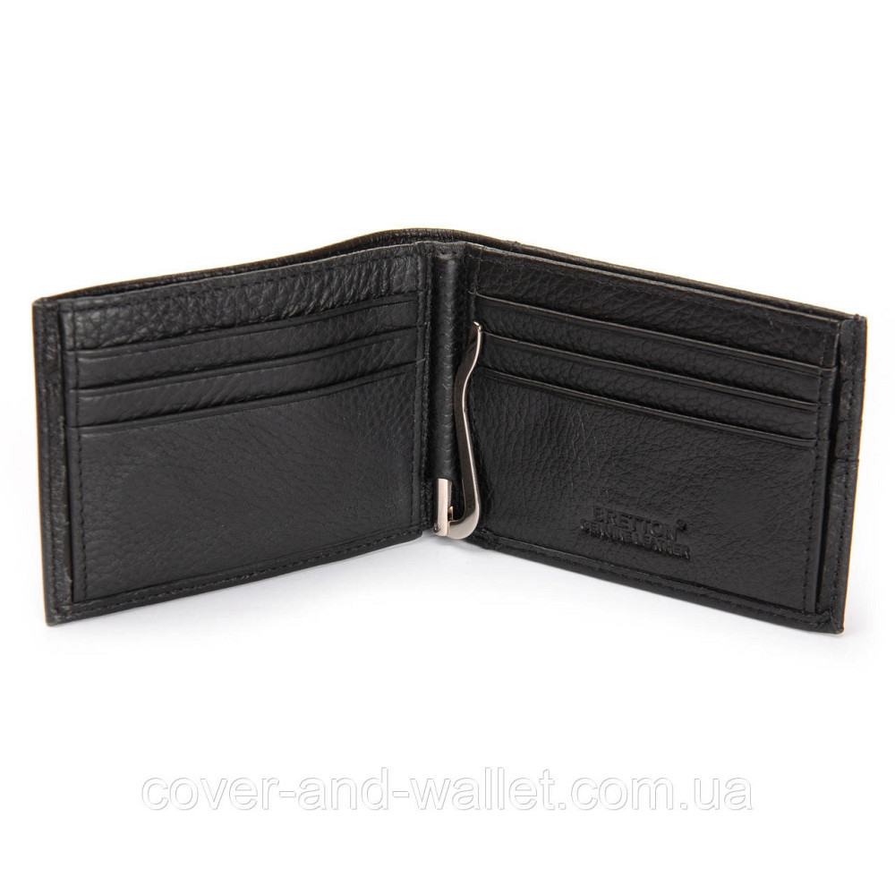Маленький чоловічий гаманець затискач на багато карток чорного кольору Bretton Київ - фото 5