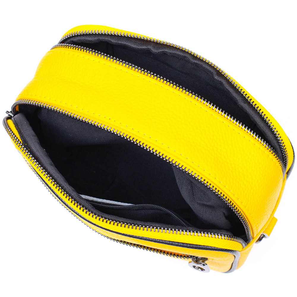 Прямокутна жіноча сумка крос-боді з натуральної шкіри 22114 Vintage Жовта Київ - фото 6