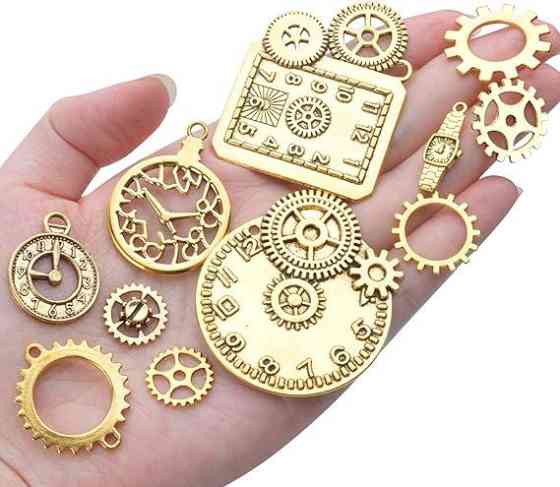 Набор декоративных шармов-подвесок часы, 40 шт, металл золотой, для рукоделия и скрапбукинга Киев